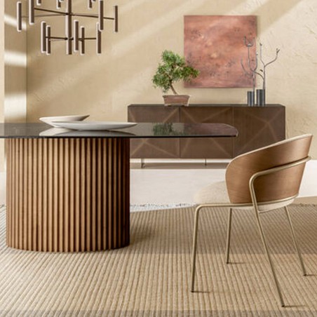 Riflessi - Enea Table with wood Base
